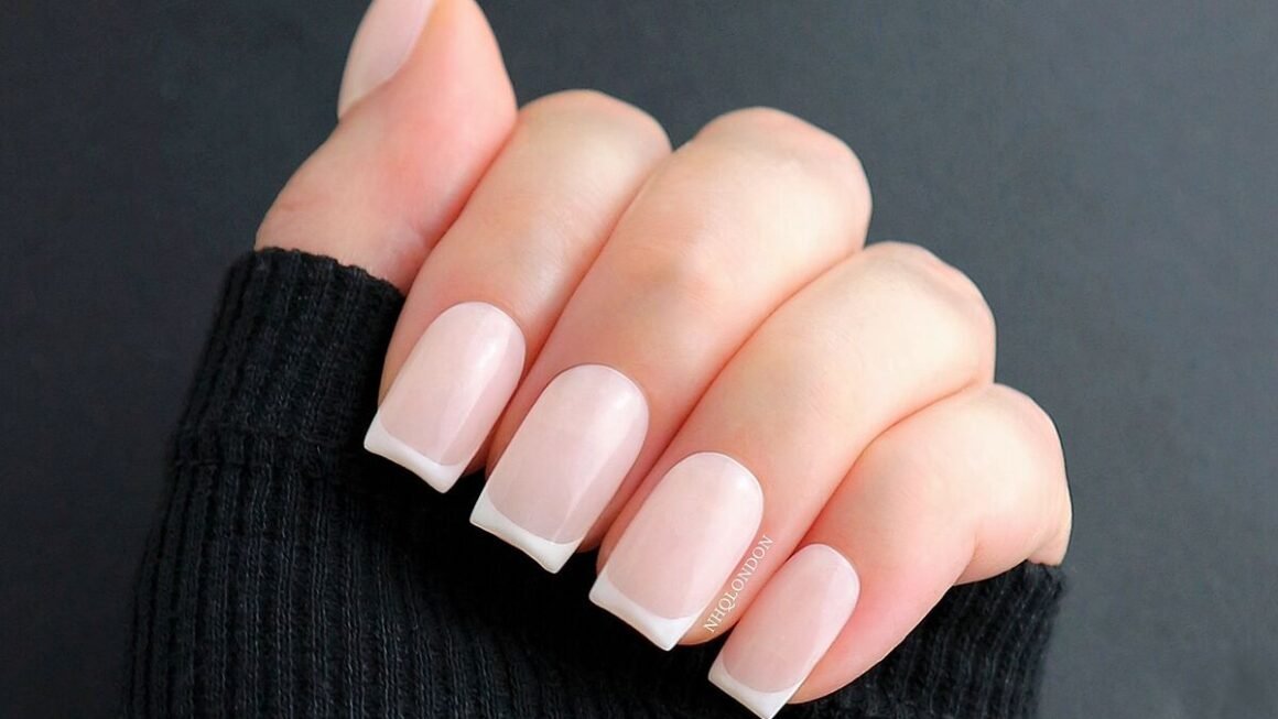 nägel french weiß glitzer